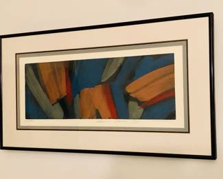 Monoprint by Ronald David Thompson with pencil signature, 20” x 36” framed