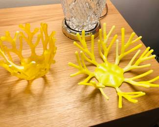 Fused glass coral branch bowls 