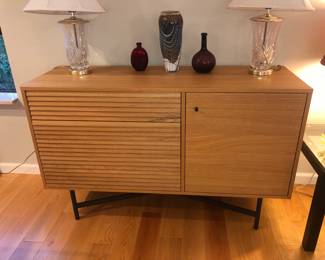 Room & Board Adrian storage cabinet in white oak - 3 drawers on left, door on right (54”W, 18”D, 33”H)
