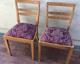 2 of a set of 6 vintage dining chairs 