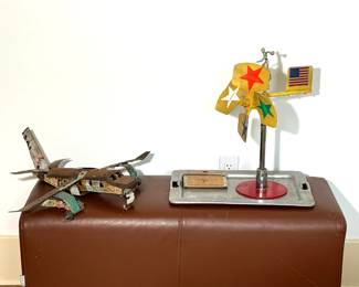 Metal Art on the right is by Vollis Simpson and the Metal Plane is primitive art from Timbuktu