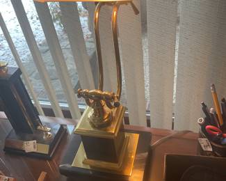 Marble base, brass lamp adjustable.