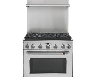 GE-Adjustable Height Backsplash with Shelf UXADJB36PSS. Range not included.