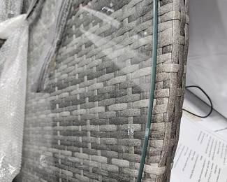 (3) Five foot round rotten tabletops with glass tops. No legs. Make offer