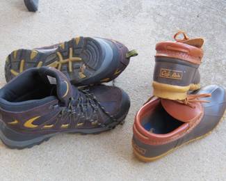 Men's Lands End hicking boots and Cabela's slip ons. Almost never worn.