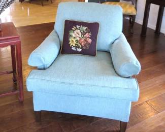Side chair, one of two in set with ottoman.