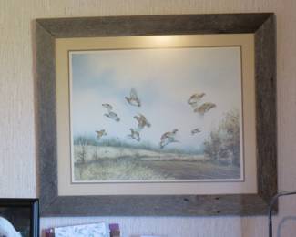 Duck print by Allen Hughes. Professionally framed and matted in original barn wood salvage regionally.