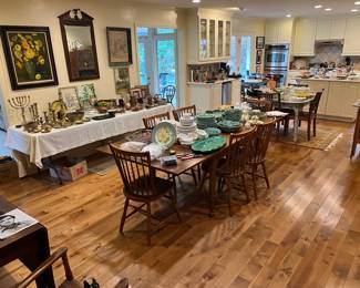 Early Stickley dining table with 6 chairs