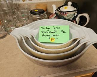 $80 Vintage Pyrex Homestead four piece princess set