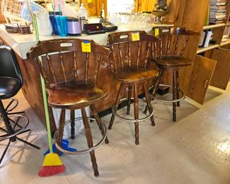 $15 each wooden swivel bar stools
