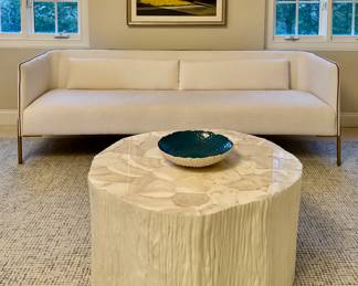 CB2 Colette White Piping Sofa