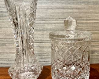 Cut Crystal Vase & Biscuit Jar