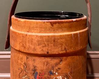 Antique Firkin Bucket with Leather Handle