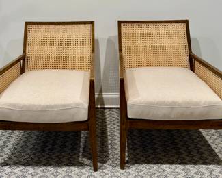 (2) Pottery Barn Lisbon Cane Armchairs