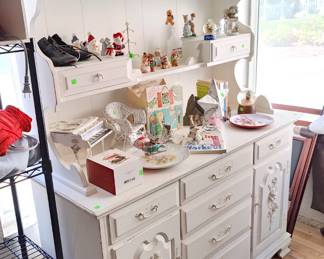 Vintage French Provincial Hutch and Buffet Cabinet