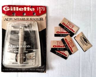 UNOPENED Vintage Gillette Adjustable Safety Razor with Original Blades – 1960s Shaving Set
