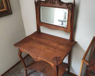 Antique Oak Washstand / Vanity Table (Renaissance Revival styles 1880–1910)