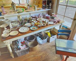 Assorted Dishes and Country Style Table