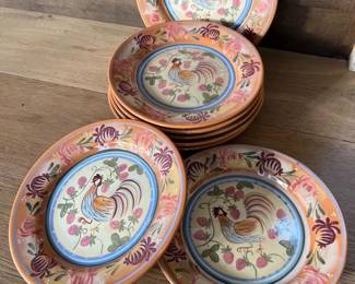 Set of 8 Dana Cullen Chanticleer Rooster Plates – Zrike Stoneware