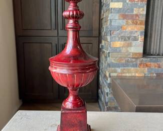 Antiqued Red Decorative Obelisk - Made in India