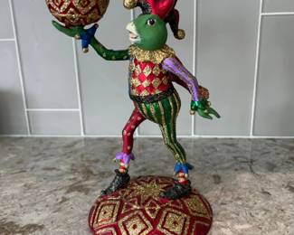 Vintage Jester Frog Candle Holder Figure - Brenner Style
