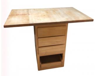 Le Gourmand Butcher Block Table & Cabinet – Extendable Design
