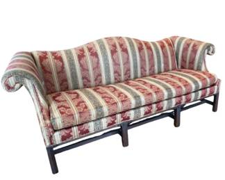 Classic Drexel Heritage Single Cushion Camel Back Damask Sofa