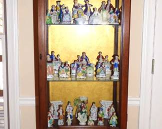 LIGHTED CURIO CABINET WITH OCCUPIED JAPAN FIGURINES