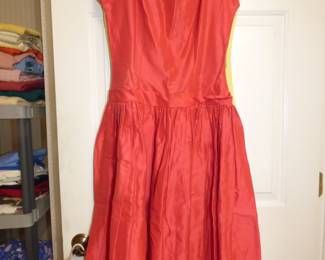 VINTAGE RED TAFFETA DRESS