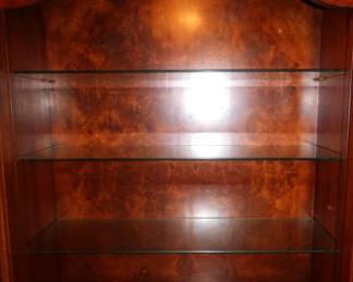 INTERIOR OF BURLED WALNUT CABINET