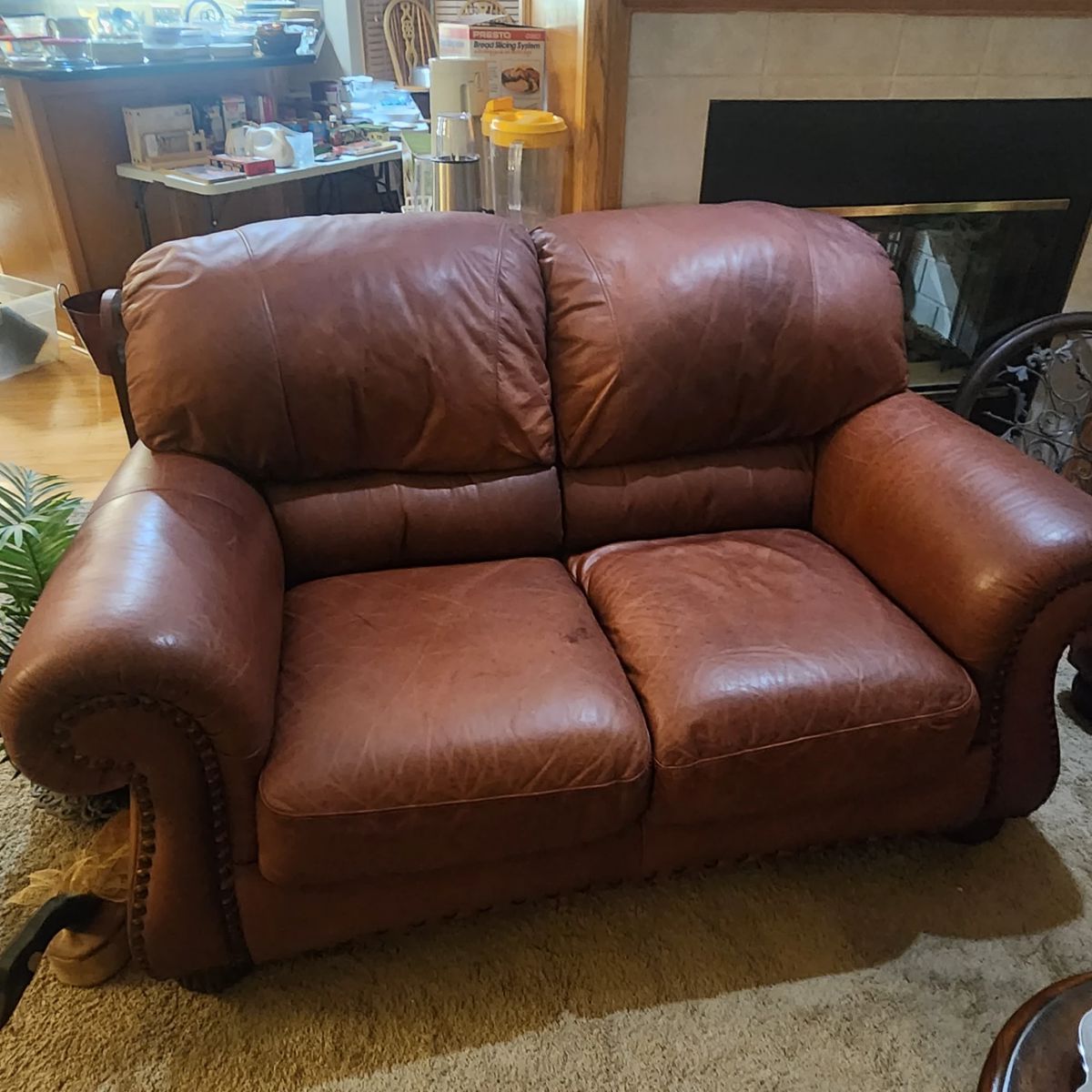 Brown Leather Love Seat