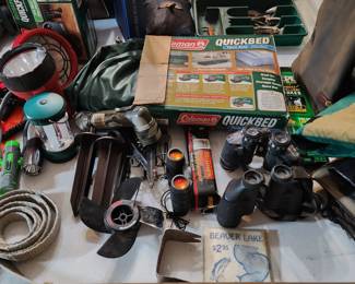 Coleman AirBed and Binoculars