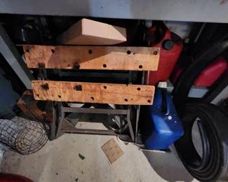 Folding Work Table and Gas Cans