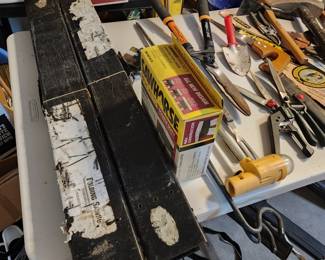 Folding Metal Saw Horses and yard tools