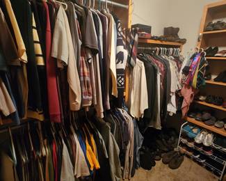 Men's Clothing and Shoes.  Shoes are mostly sizes 13