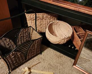 Baskets and a mirror