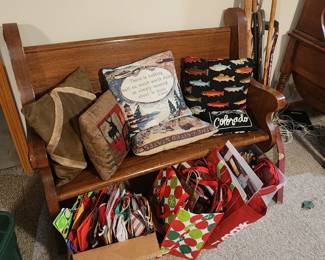 Decorative pillows, and Christmas gift bags/boxes