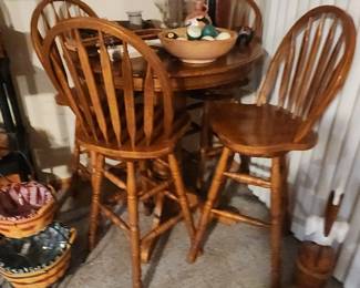 Wooden Pub Table and 4 Chairs