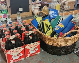 Koozies, and vintage Coca-Cola bottles (unopened)