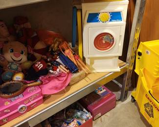 Barbie Dolls and Barbie Items, box of McDonald's Happy Meal toys (some new in package)