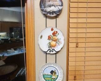 Decorative Plates and cast iron wall plate holder (holds 5)