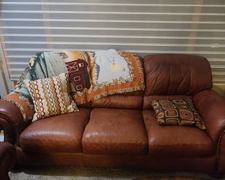 Brown Leather Sofa - very nice and comfy too!