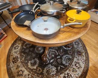 Pots and Pans, Electric Skillet, yellow enamel cast iron Dutch oven
