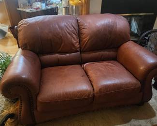 Brown Leather Love Seat