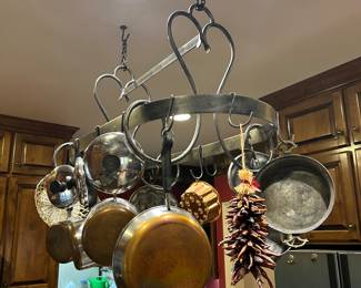 Hanging iron pot rack