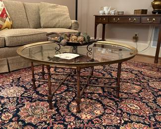 Glass top metal bamboo coffee table