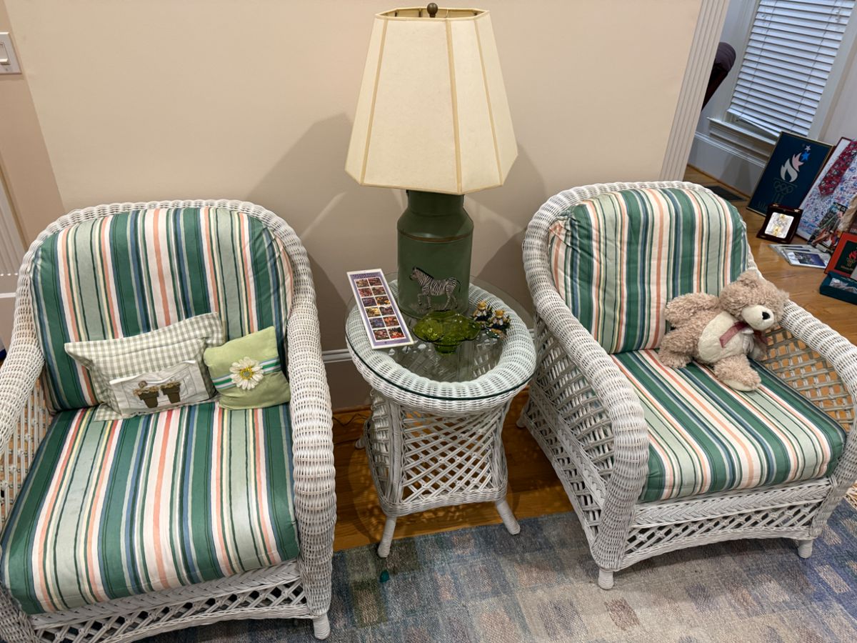 Wicker arm chair set