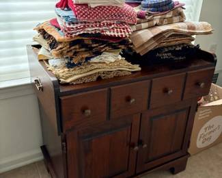 Medium wood cabinet table. Great storage, in very good condition! $50.00 or best offer.