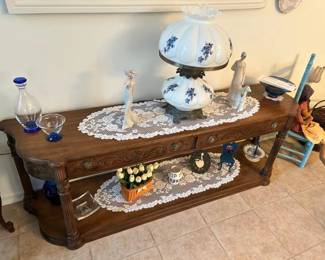 Large wood low console table, Beautiful! $50.00 or BO