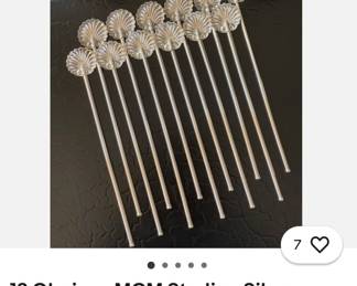 12 Glorious MCM Sterling Silver Shell Cocktail Stirrer Sipper Spoons 8 American eBay